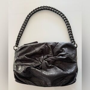 Vintage Guess By Marciano Large Leather Shoulder Bag W/ Metal Chain Link Straps